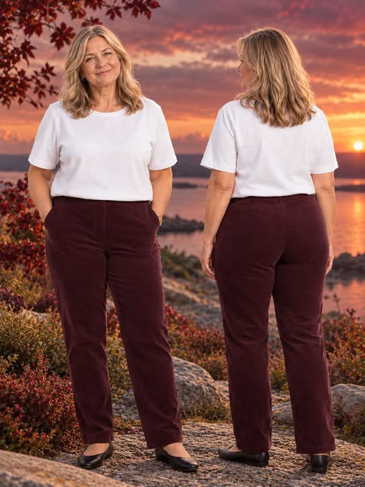 Julia Nørresundby fremhæver Laurie fløjlsbukser i modellen Kelly