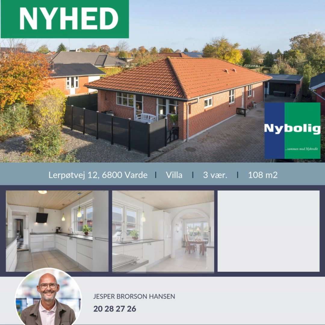 Nybolig Varde præsenterer villa med central beliggenhed og dejlig have