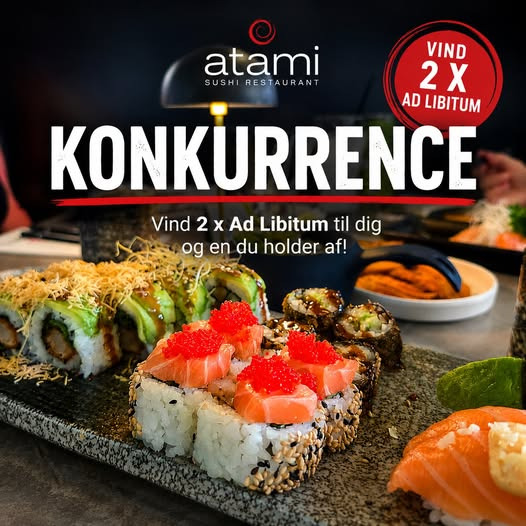 Atami Sushi Kolding afholder sushi-bingo konkurrence med Sushi Ad Libitum for 2 personer