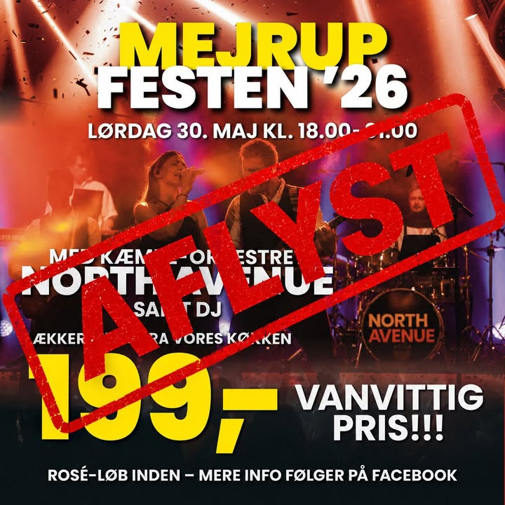 Mejrup Kultur- og Fritidscenter aflyser Rosé-Touren og Mejrupfesten 2026