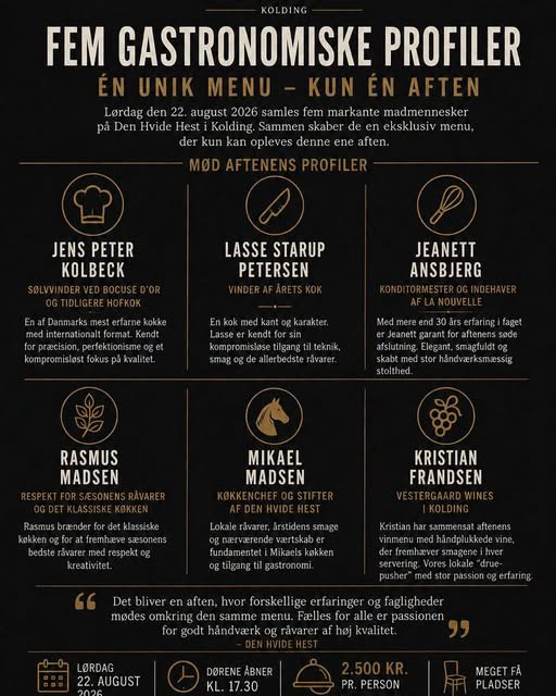 Den Hvide Hest Kolding samler fem gastronomiske profiler til én menu den 22. august