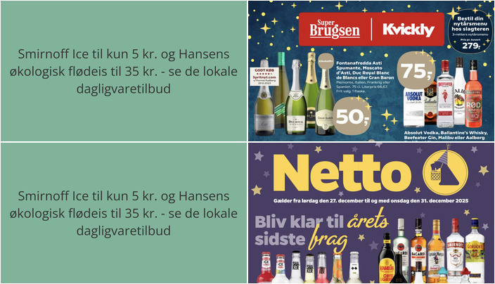 Smirnoff Ice til kun 5 kr. og Hansens økologisk flødeis til 35 kr. - se de lokale dagligvaretilbud