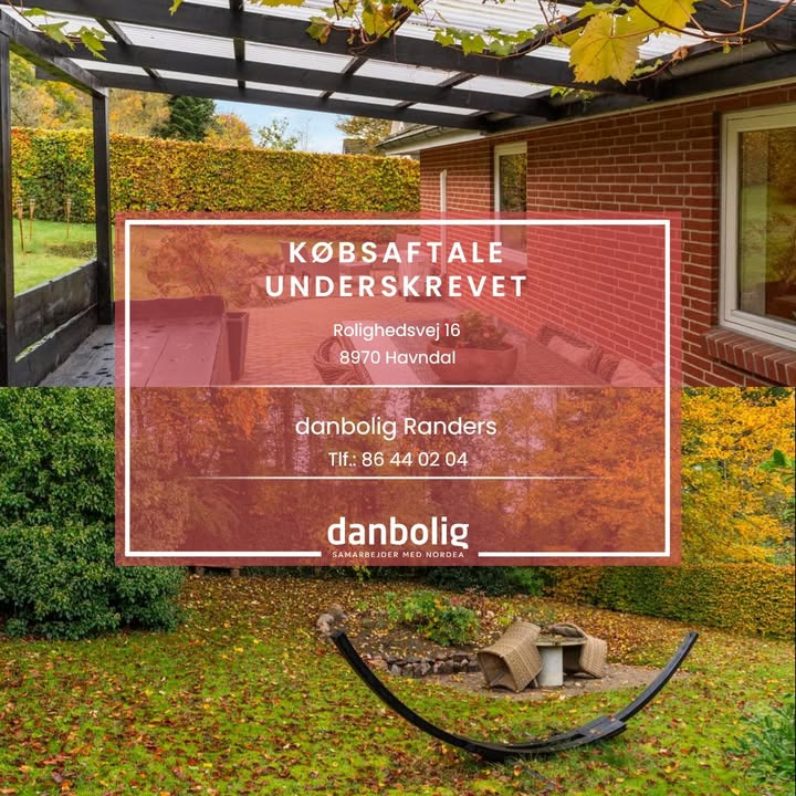 Danbolig Randers annoncerer underskrevet købsaftale på Rolighedsvej 16 i Havndal
