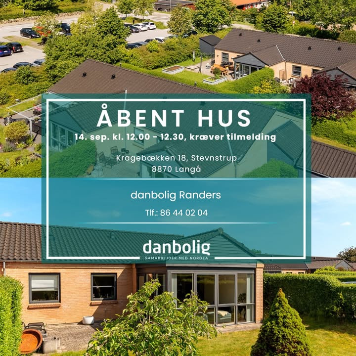 Danbolig Randers inviterer til åbent hus i velholdt rækkehus i Stevnstrup 14. september