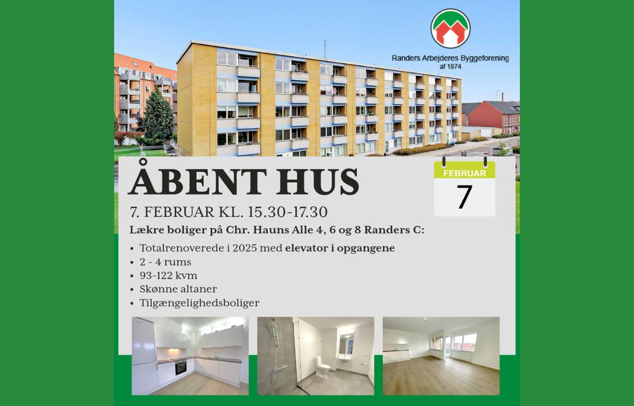 Åbent hus: Nyrenoverede boliger i Randers byder på moderne komfort og central beliggenhed