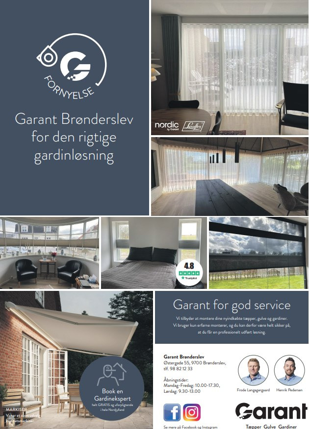 Garant Brønderslev tilbyder solafskærmning og markiser med gratis besøg og inspiration