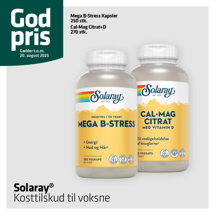 Vejlby Apotek annoncerer gode priser på Solaray kosttilskud