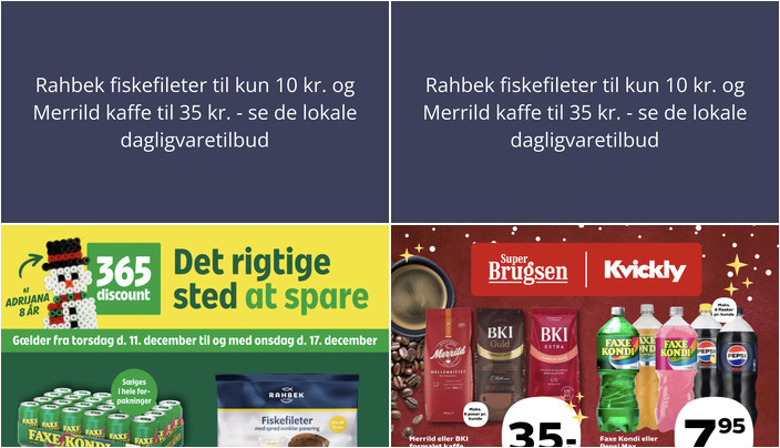 Rahbek fiskefileter til kun 10 kr. og Merrild kaffe til 35 kr. - se de lokale dagligvaretilbud