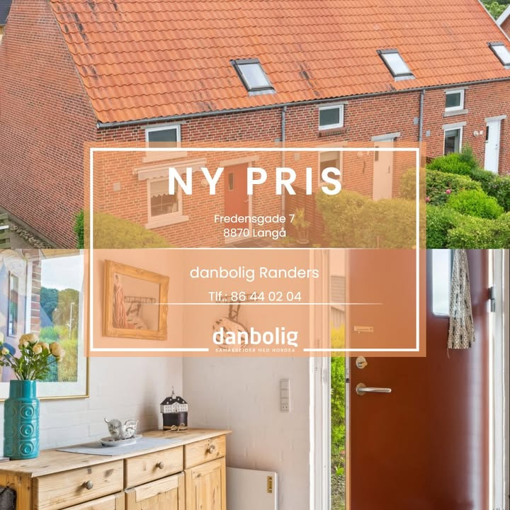 Ny pris på rækkehus i Langå: Danbolig Randers tilbyder bolig til 695.000 kr.