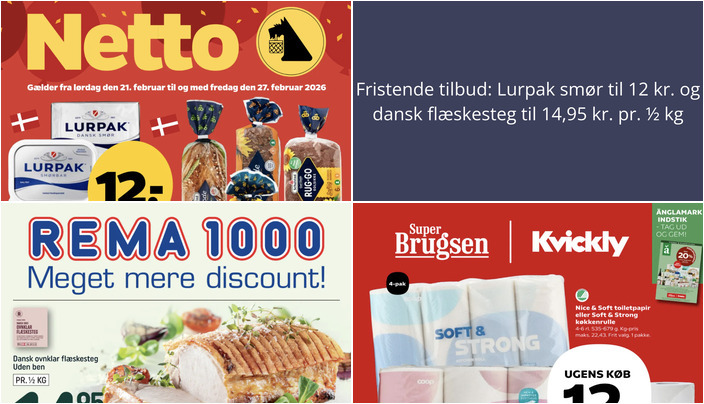 Fristende tilbud: Lurpak smør til 12 kr. og dansk flæskesteg til 14,95 kr. pr. ½ kg