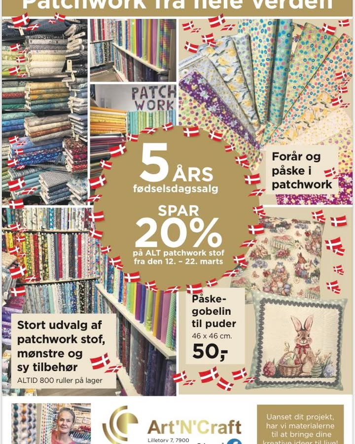 Art´n´Craft fejrer 5-års fødselsdag med 20% rabat på patchwork-stof