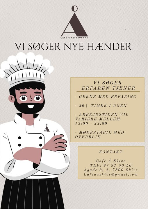Café Å søger erfaren og serviceminded tjener til hyggeligt arbejdsmiljø