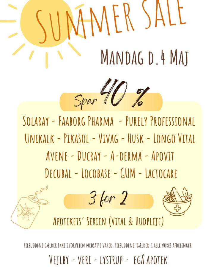 Vejlby Apotek inviterer til sommerudsalg og konkurrencer fra mandag