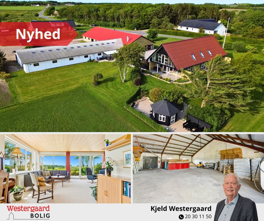 Westergaard Bolig præsenterer stilfuld landbrugsejendom med 22,6 ha jord syd for Vrå