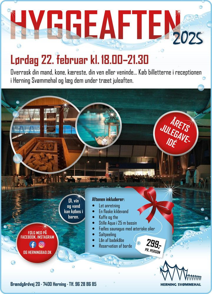 Endelig billetter til hyggeaften i Herning Svømmehal til salg i receptionen