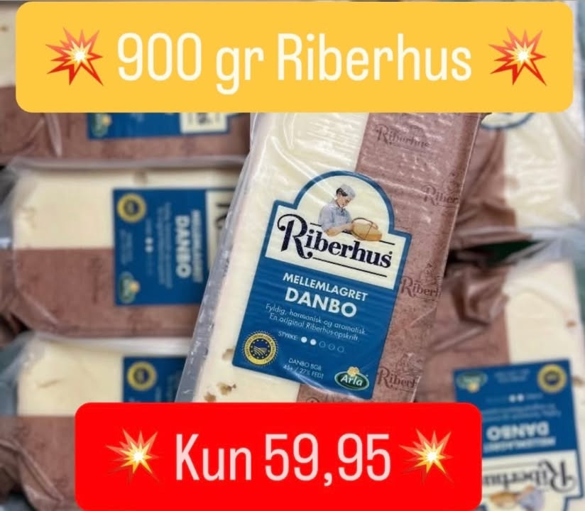 SPAR Nørrebro Hjørring tilbyder Riberhus skæreost til blot 59,95 kr.