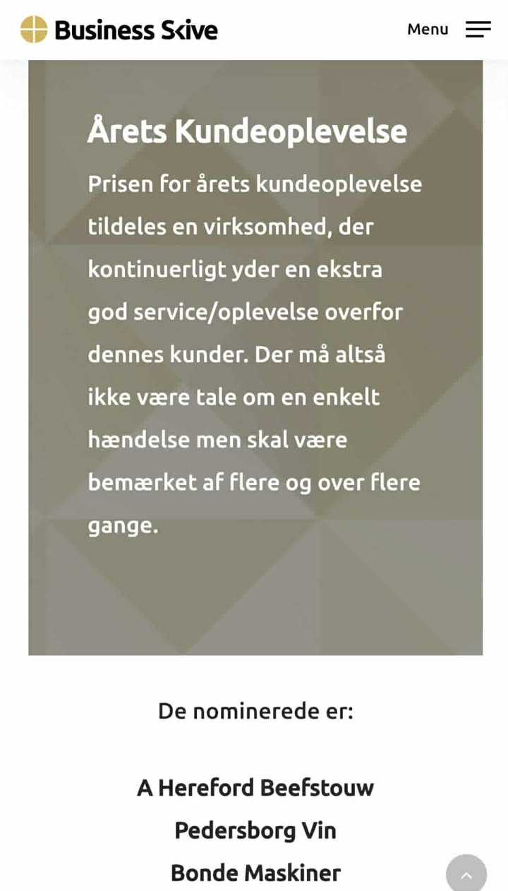 Bonde Maskiner nomineret til Skive Business Awards 2025 for årets kundeoplevelse