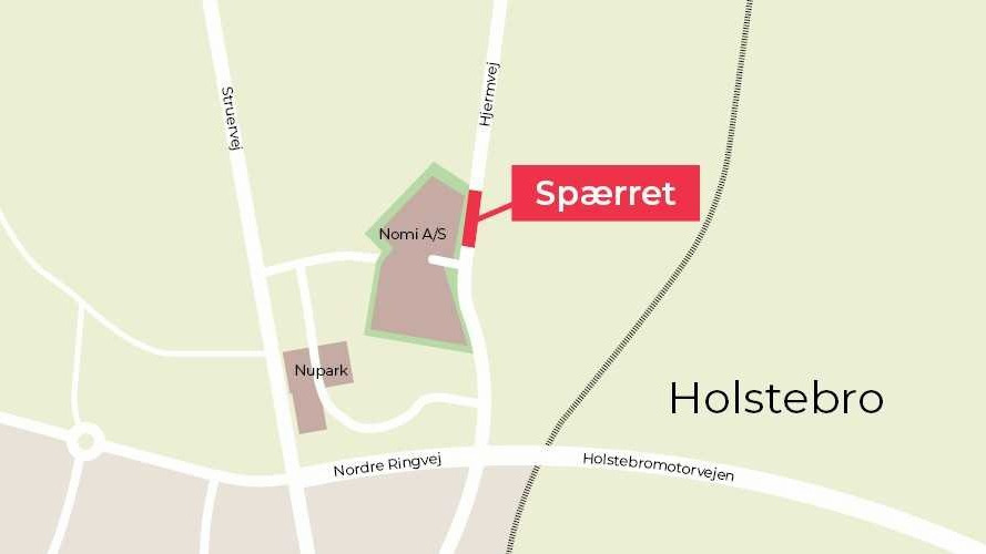 Hjermvej spærres i september 2026 på grund af kloakarbejde til ny genbrugsplads
