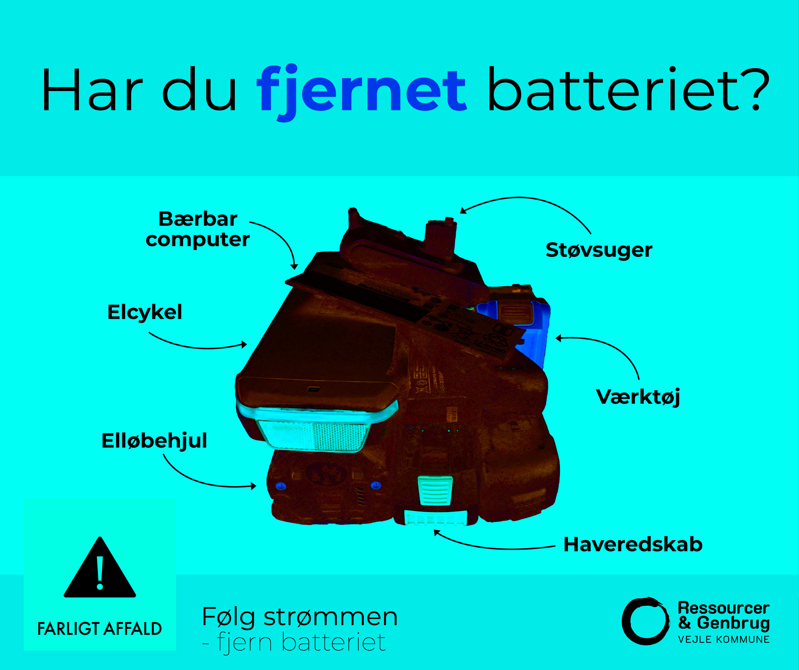 Kampagne skal forhindre brande og miljøskader ved forkert bortskaffede batterier på genbrugspladser