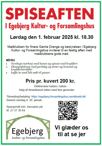 Festlig aften med Madklubben for finere Gamle Drenge i Egebjerg