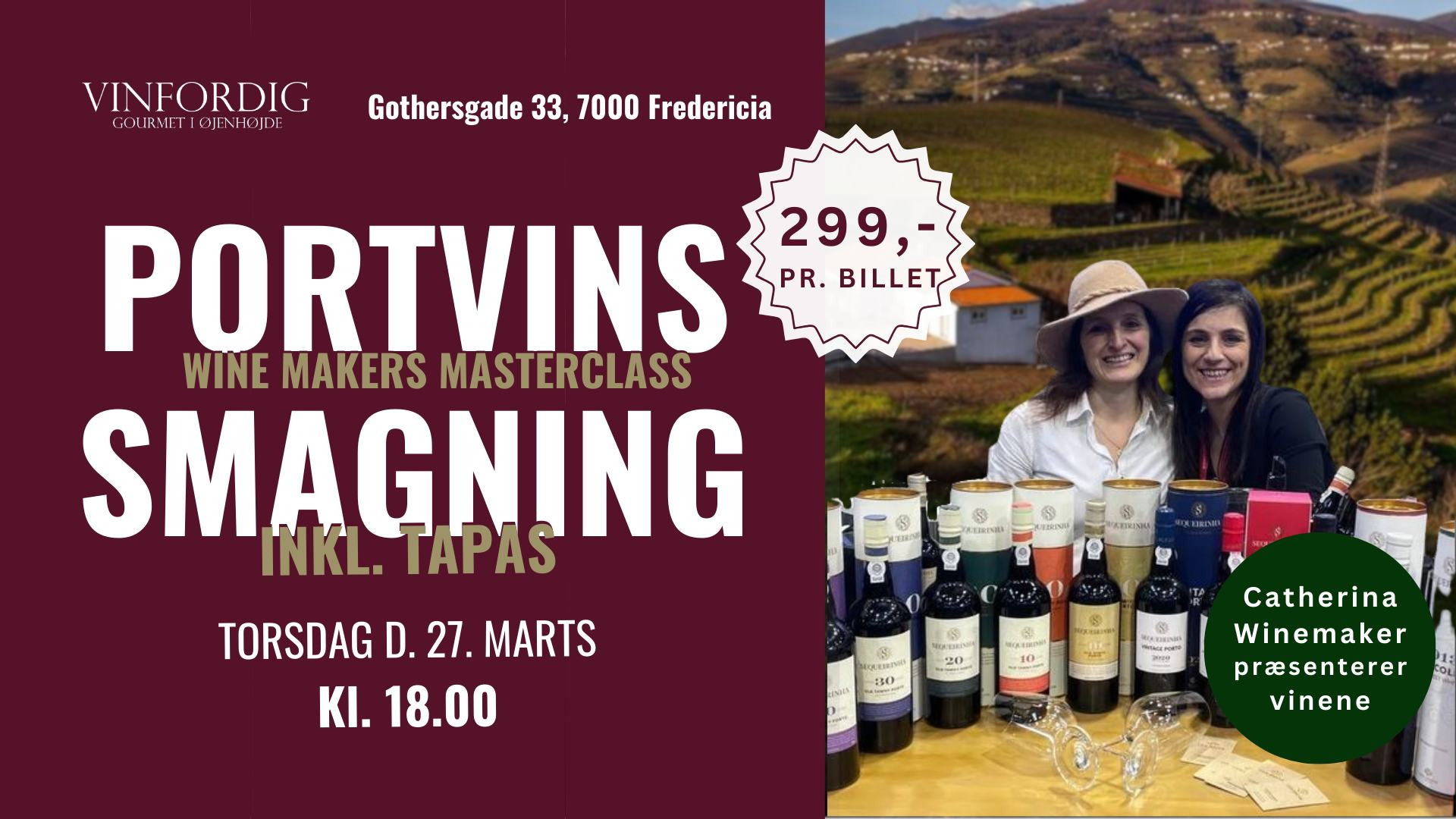 Smag på syv unikke portvine hos Fredericia Vinhandel med Catarina Sequeira