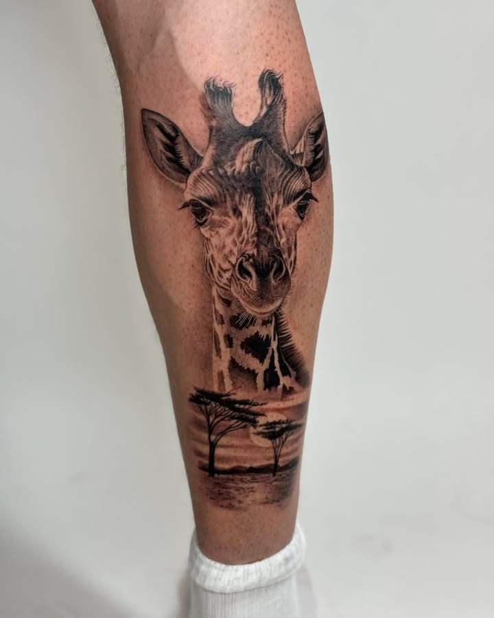 Mr. & Mrs. Tattoo viser en bette giraf lavet af Michelli