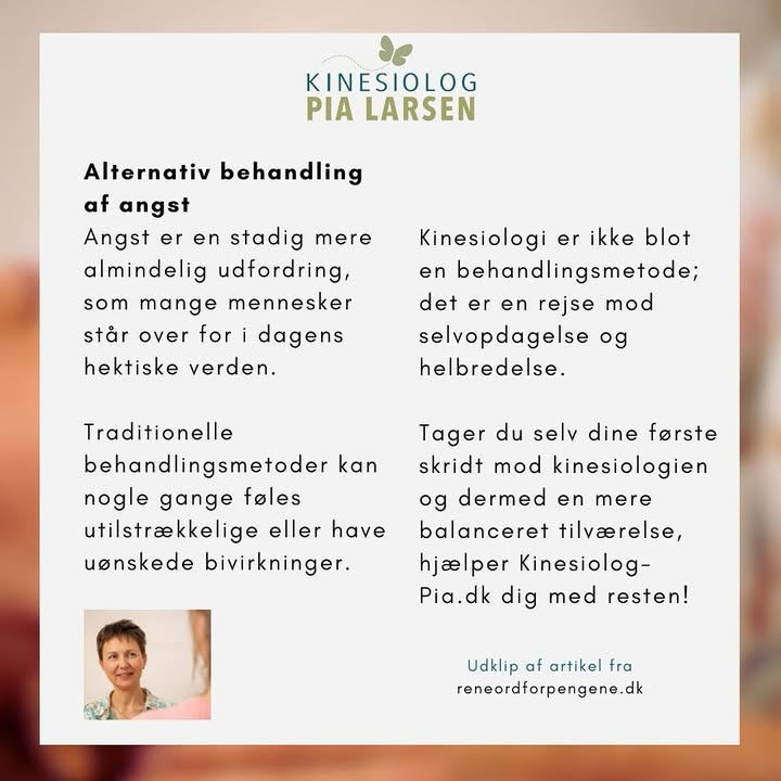 Kinesiolog - Pia: Slip af med angst med kinesiologi  