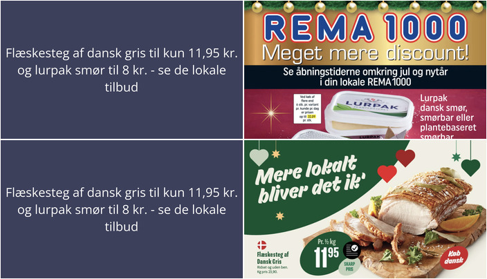 Flæskesteg af dansk gris til kun 11,95 kr. og lurpak smør til 8 kr. - se de lokale tilbud