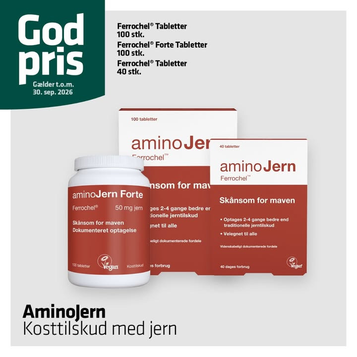 Lystrup Apotek har god pris på AminoJern kosttilskud med jern
