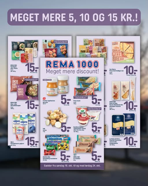 REMA 1000 Gødvad V/Peder Haarup har hverdagsfavoritter til 5, 10 og 15 kr.