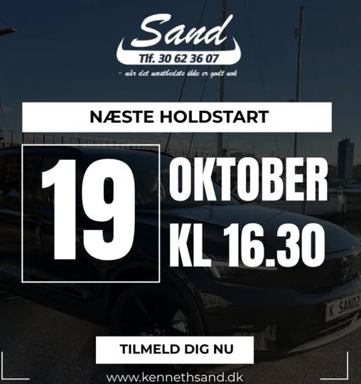 Kenneth Sand Køreskole har få ledige pladser på kørekortforløb med start 19. oktober