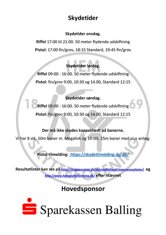 Hem stævne indbyder til skydning på 25m & 50m