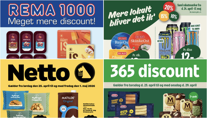 Friske tilbud: Steff Houlberg pølser til 20 kr. og rose kylling til 49 kr.