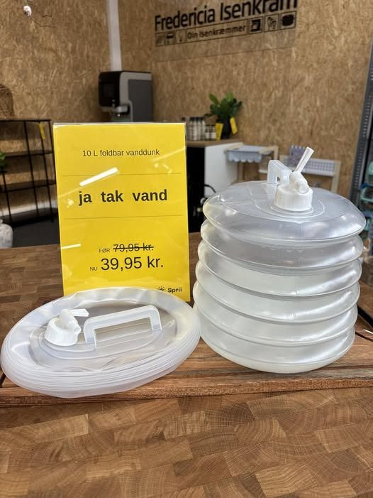 Fredericia Isenkram tilbyder foldbare vanddunke til speciel pris