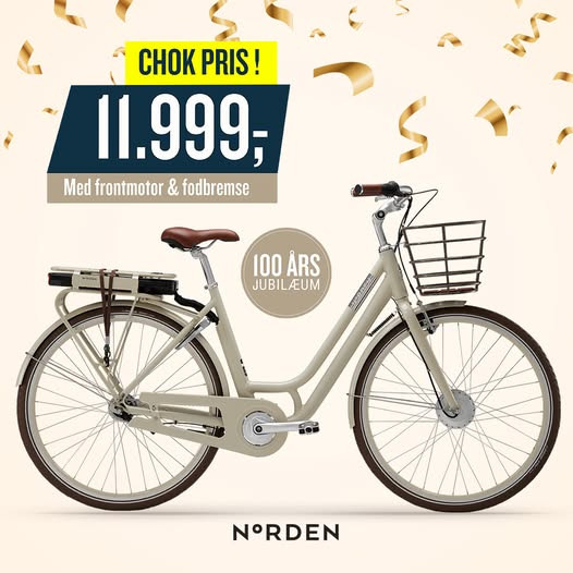Hals Auto A/S tilbyder ELLINOR elcykel til chokpris på 11.999 kr. med nordisk retro design og 70 km rækkevidde