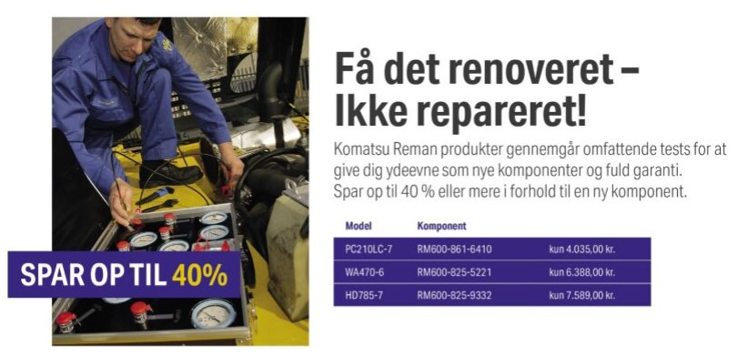 Scantruck A/S lancerer Komatsu Reman for omkostningseffektiv renovering med fuld garanti