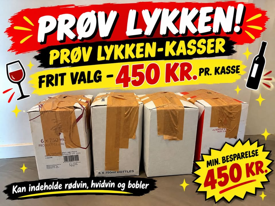 FREDERICIA VINHANDEL har kun 4 blandede vinkasser tilbage