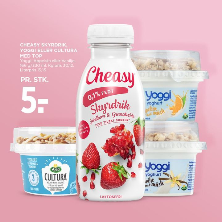 Få en god start på dagen med MENY HJERTING – Yoggi, Cultura og Arla Cheasy til 5 kr.