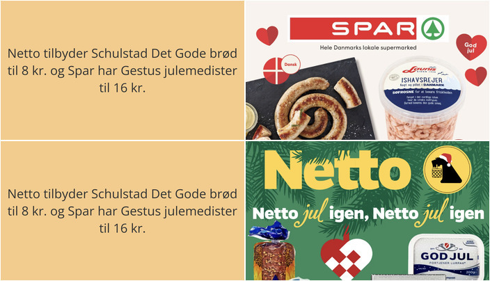 Netto tilbyder Schulstad Det Gode brød til 8 kr. og Spar har Gestus julemedister til 16 kr.