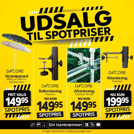 Fredericia Isenkram præsenterer sommerklare parasoller og tilbehør til spotpriser