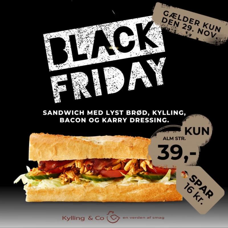 Kylling & Co tilbyder signatur sandwich til Black Friday-pris