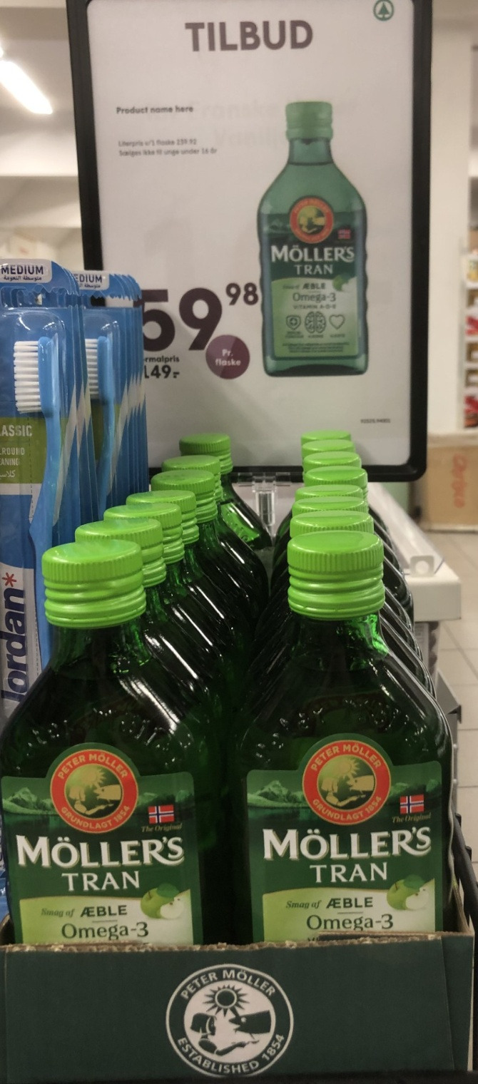 Spar Nørrebro Hjørring lancerer ja tak-tilbud på Møllers tran med omega 3