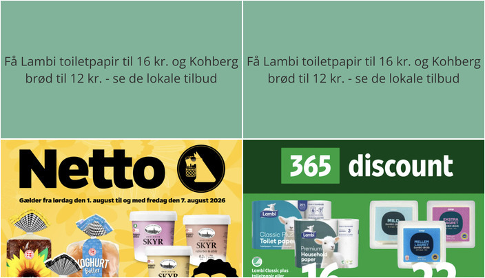 Få Lambi toiletpapir til 16 kr. og Kohberg brød til 12 kr. - se de lokale tilbud