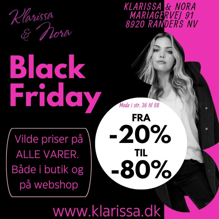 Klarissa & Nora annoncerer Black Friday tilbud med op til 80% rabat