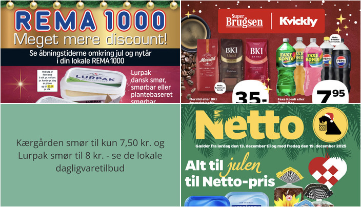 Kærgården smør til kun 7,50 kr. og Lurpak smør til 8 kr. - se de lokale dagligvaretilbud