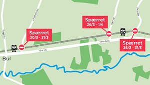 Midlertidige vejspærringer i Holstebro grundet Banedanmarks sporfornyelse