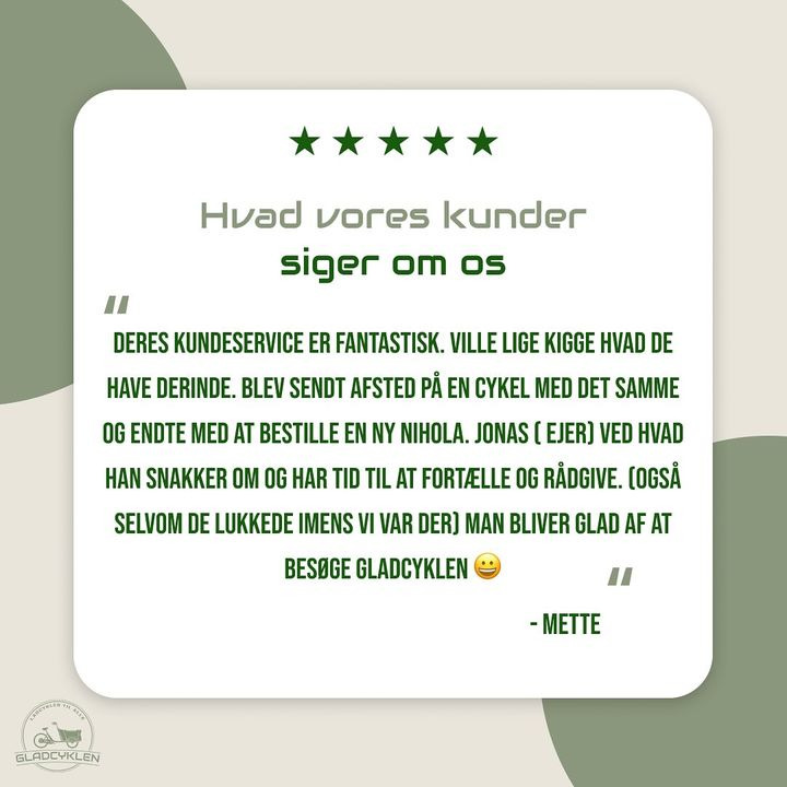 Gladcyklen ApS: Glade kunder og ladcykler i centrum - tak til Mette for din oplevelse