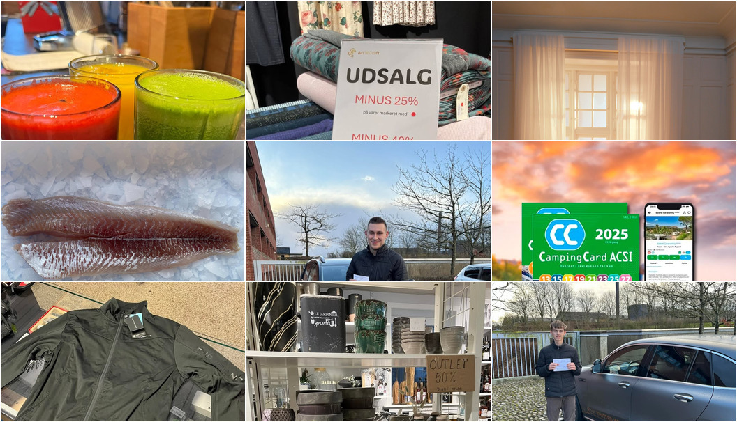 Nyt fra ELINS BUTIK, Café Bryggen, NYT SYN BRØNDUM JEPPESEN og 13 andre