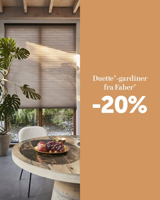 Botex Aabenraa tilbyder 20% på Faber Duette-gardiner