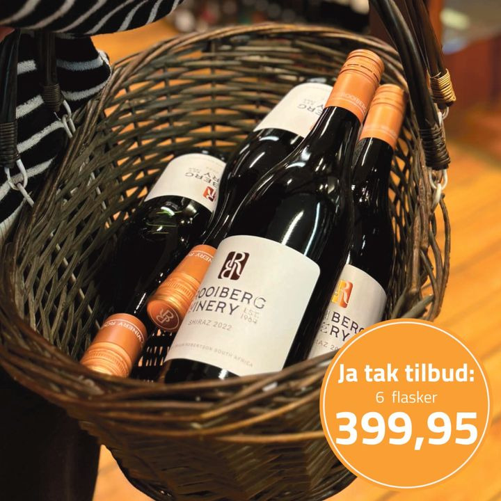 Pedersborg Vin med tilbud på Shiraz fra Rooiberg Winery: 6 flasker for kun 399,95 kr.